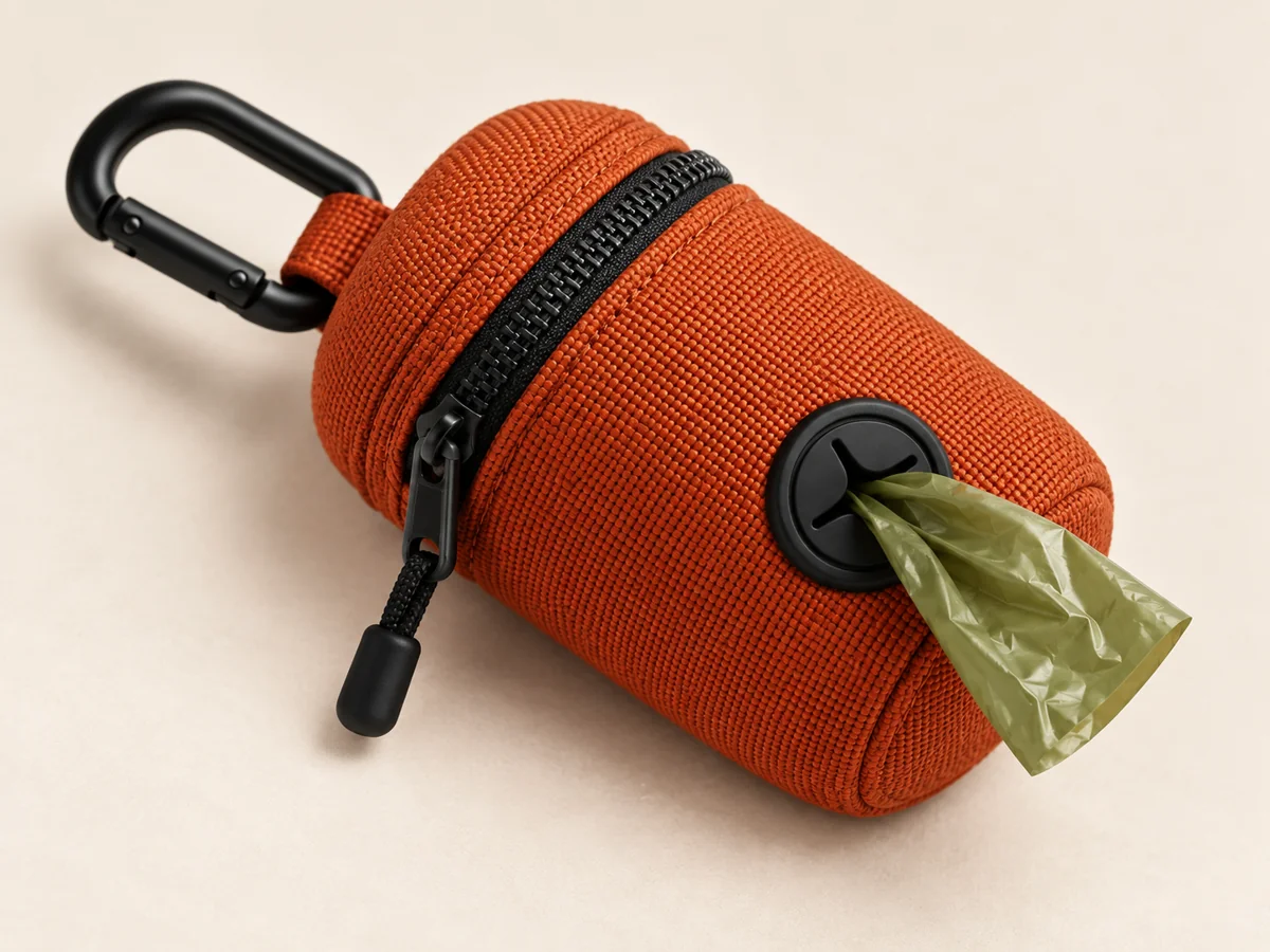 Leash bag holder illustrative construction close-up