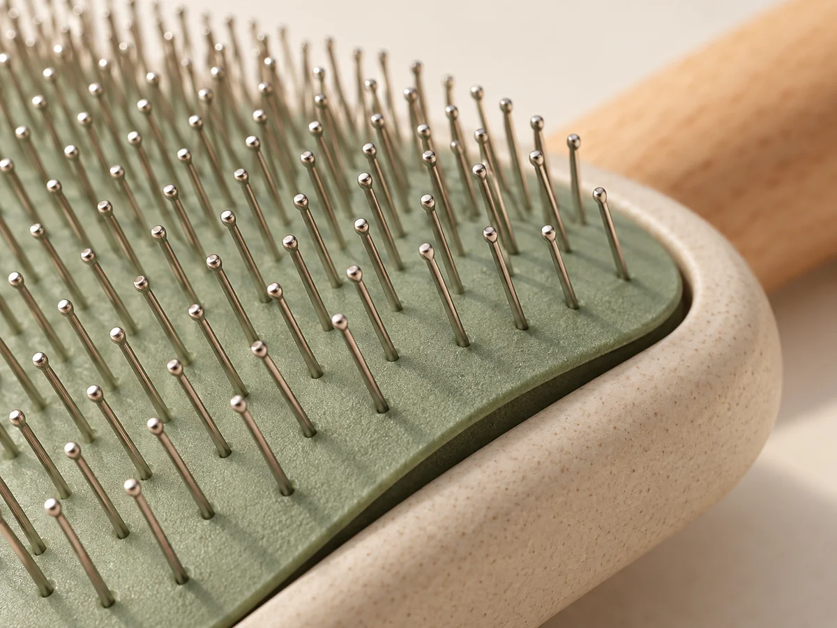 Slicker brush illustrative construction close-up