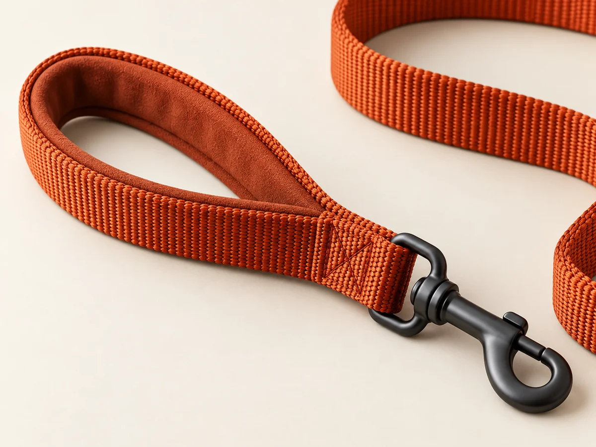 Standard dog leash illustrative construction close-up