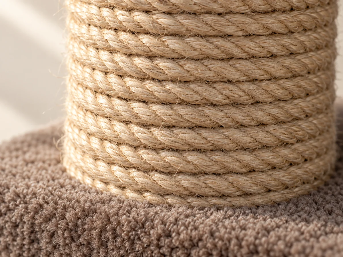 Cat scratching post illustrative construction close-up