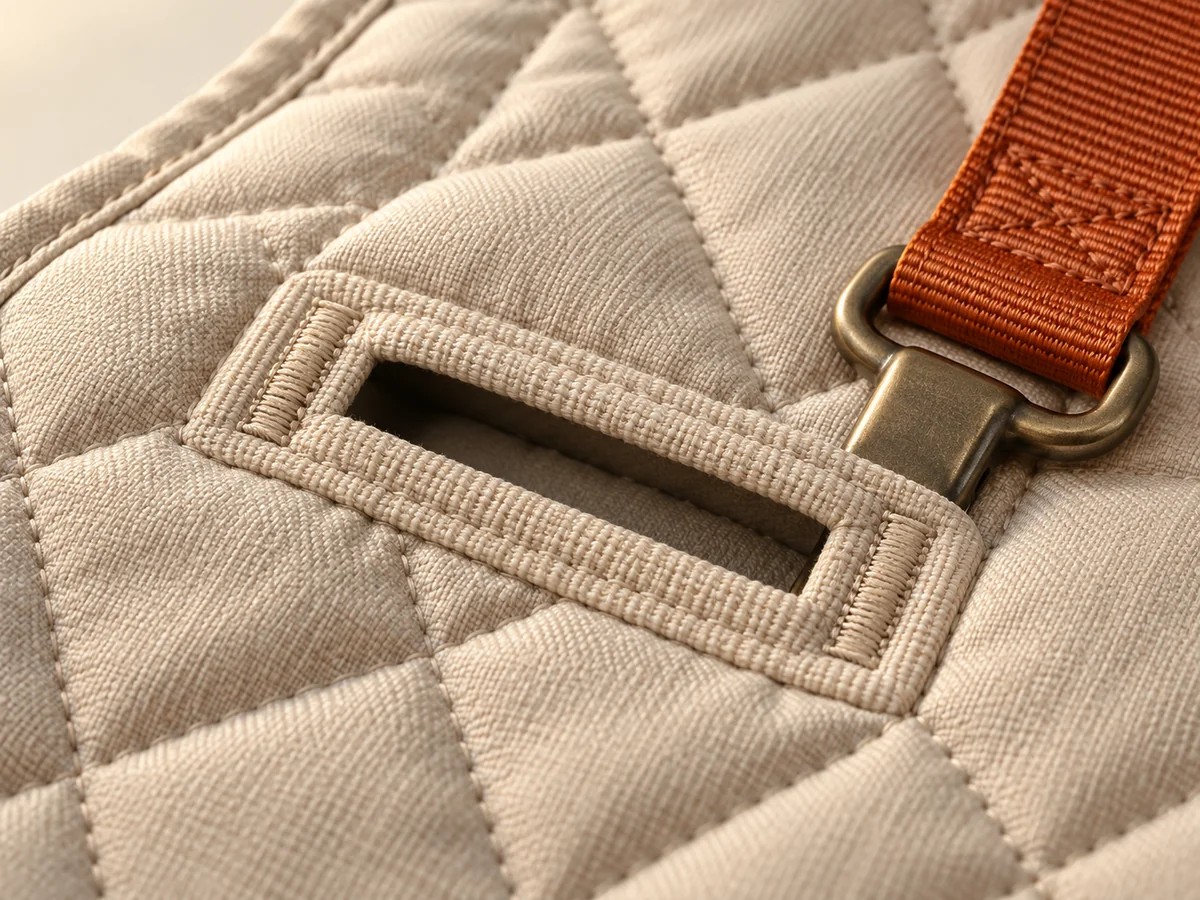 Car seat hammock illustrative construction close-up