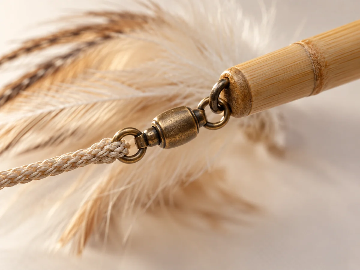 Cat teaser wand illustrative construction close-up