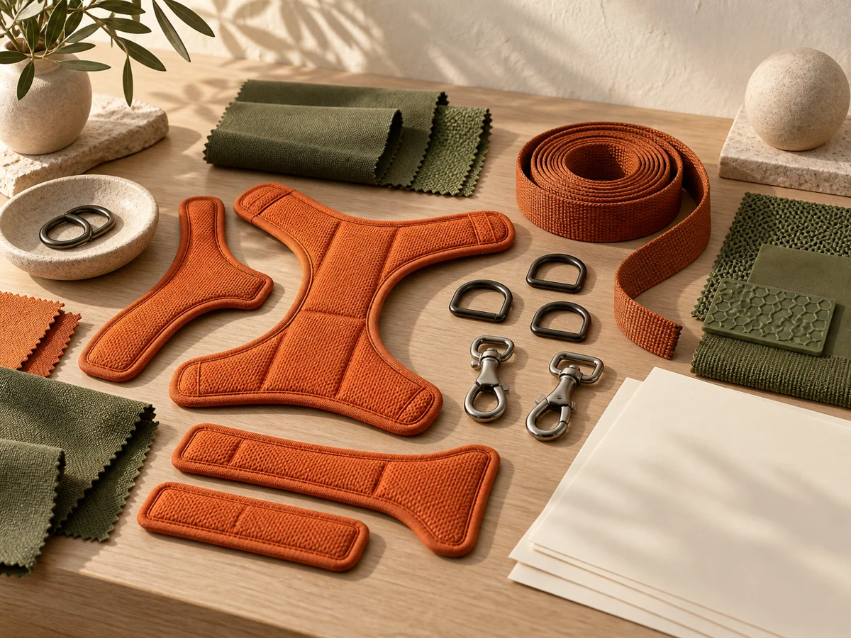 Illustrative pet accessory development materials; not a factory photograph