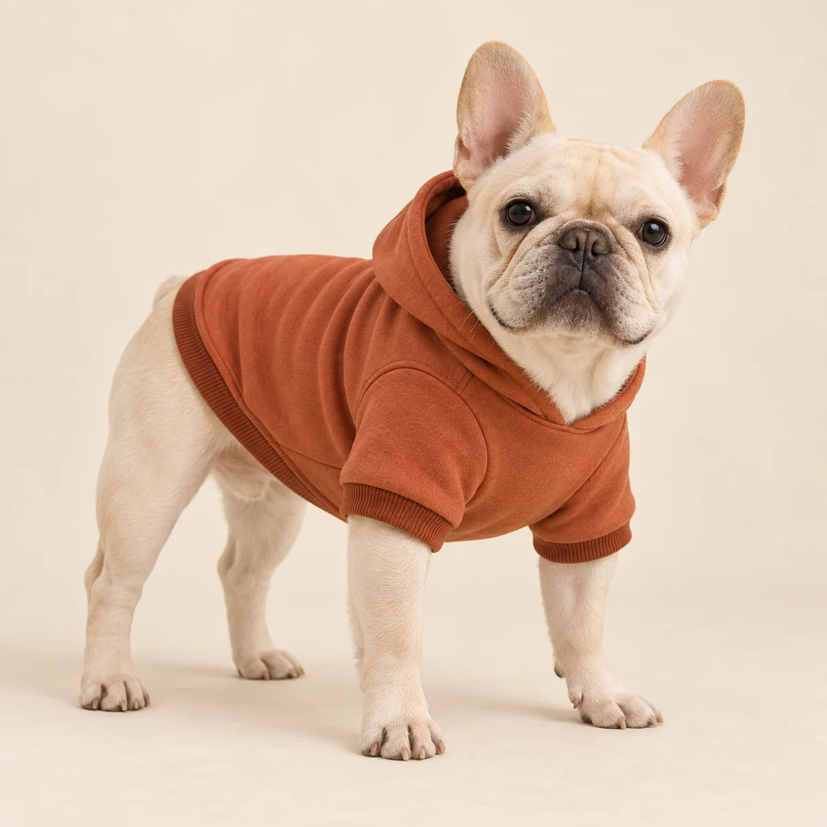 Pet hoodie with short sleeve in Terracotta, digital custom color preview