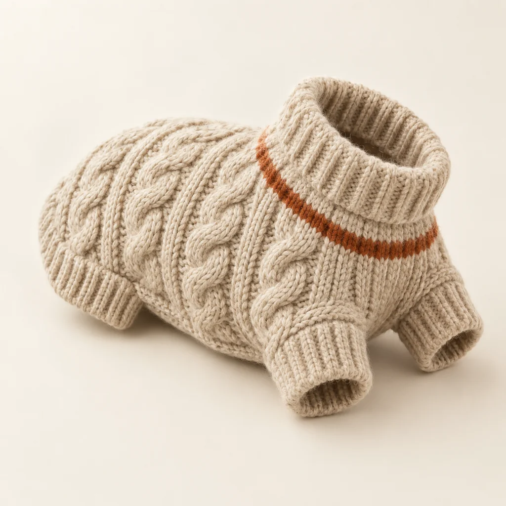 Dog knit sweater, illustrative product development concept