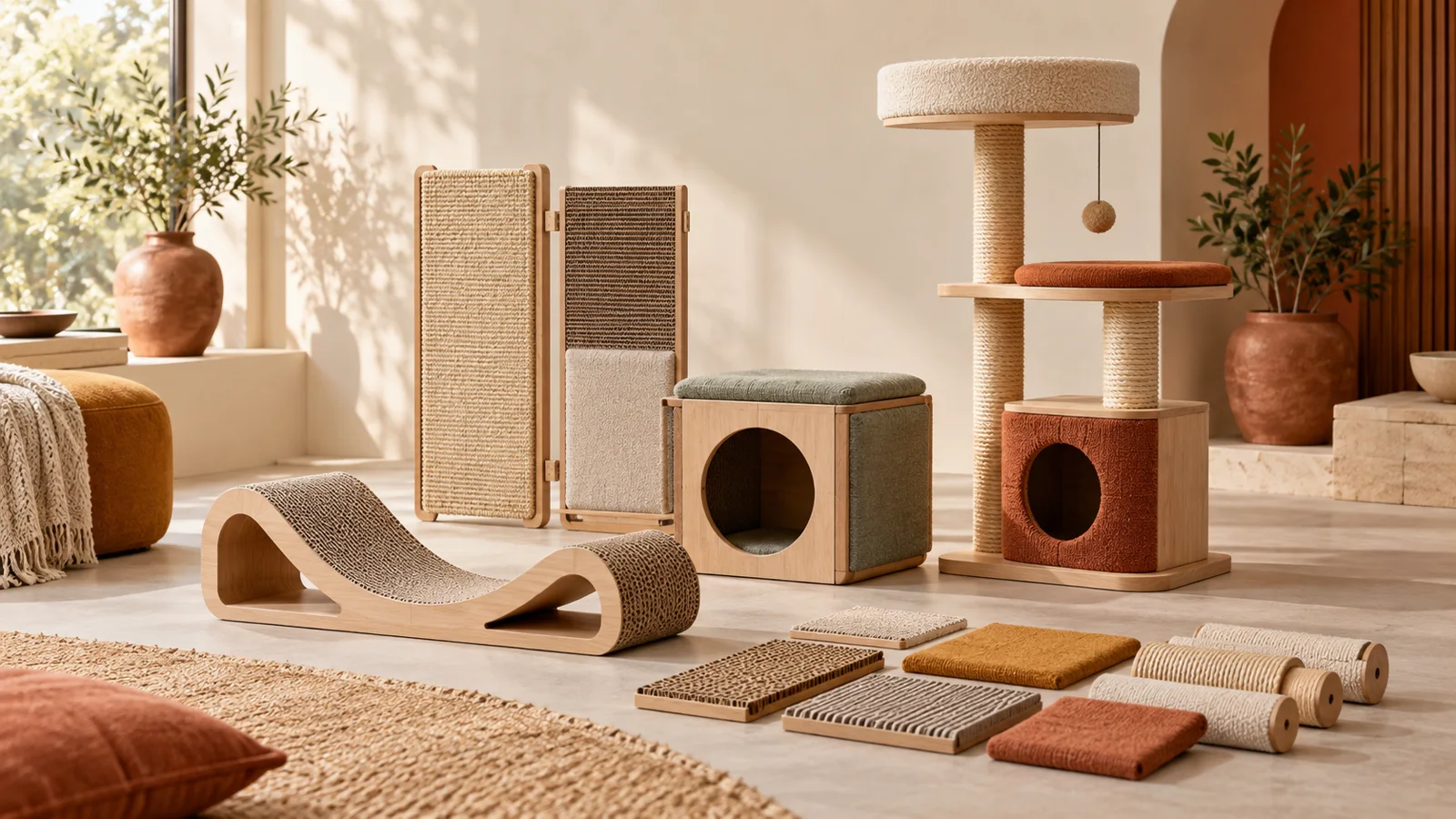 Cat scratcher and cat tree OEM guide: stability, surfaces and modular design — pet product sourcing guide
