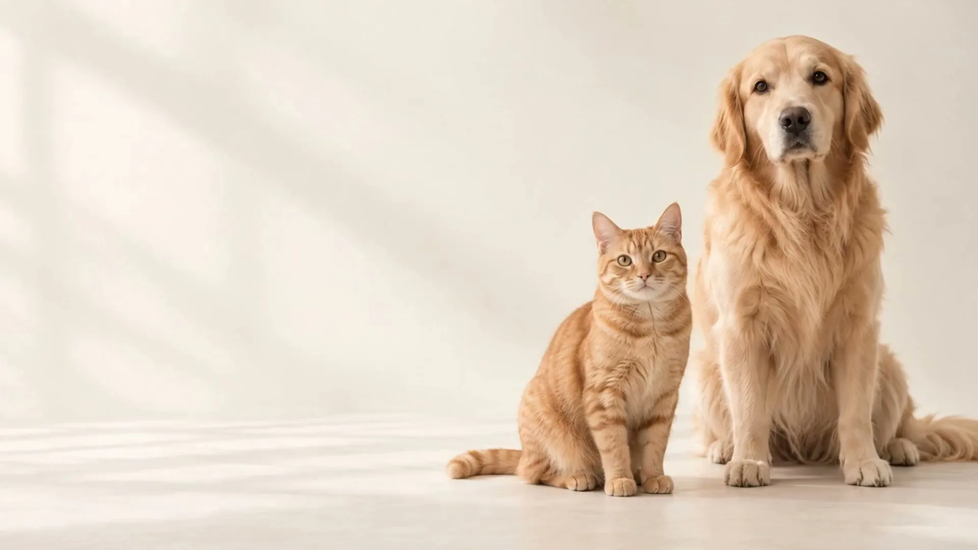 A ginger cat and golden retriever resting together