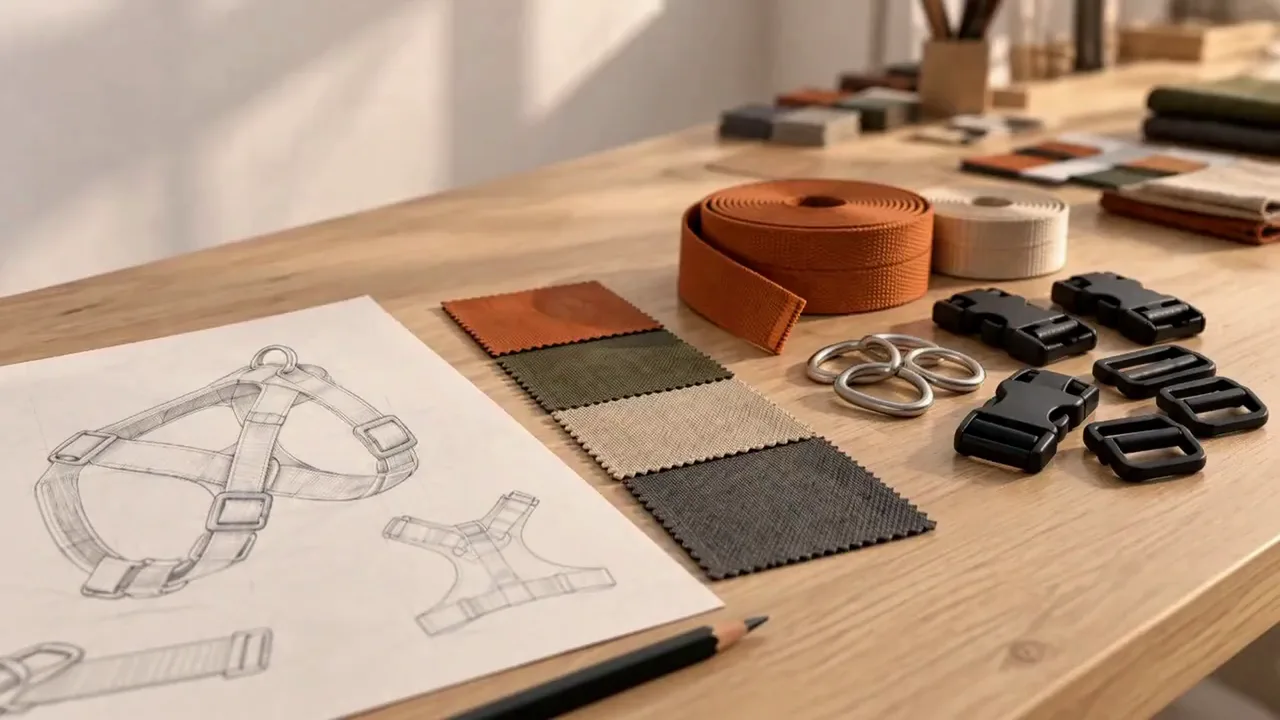 Illustrative product brief and material planning desk